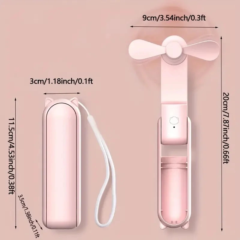 portable USB mini fan | rechargeable 3 - speed  foldable hand fan