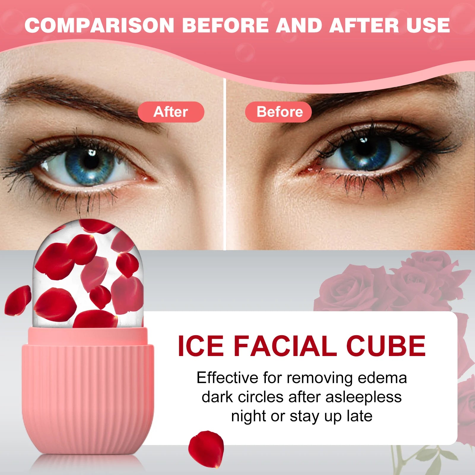 Ice Face Roller Silicone Mold - Reusable Facial Ice Cube For Glowing Skin