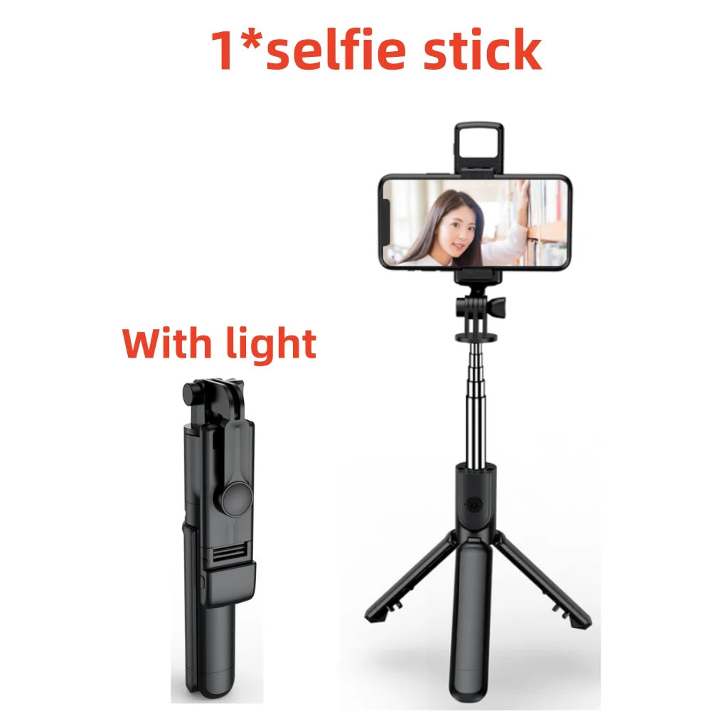 Selfie Stick Tripod with LED Light & Bluetooth Remote – Extendable Phone Stand for iPhone & Android