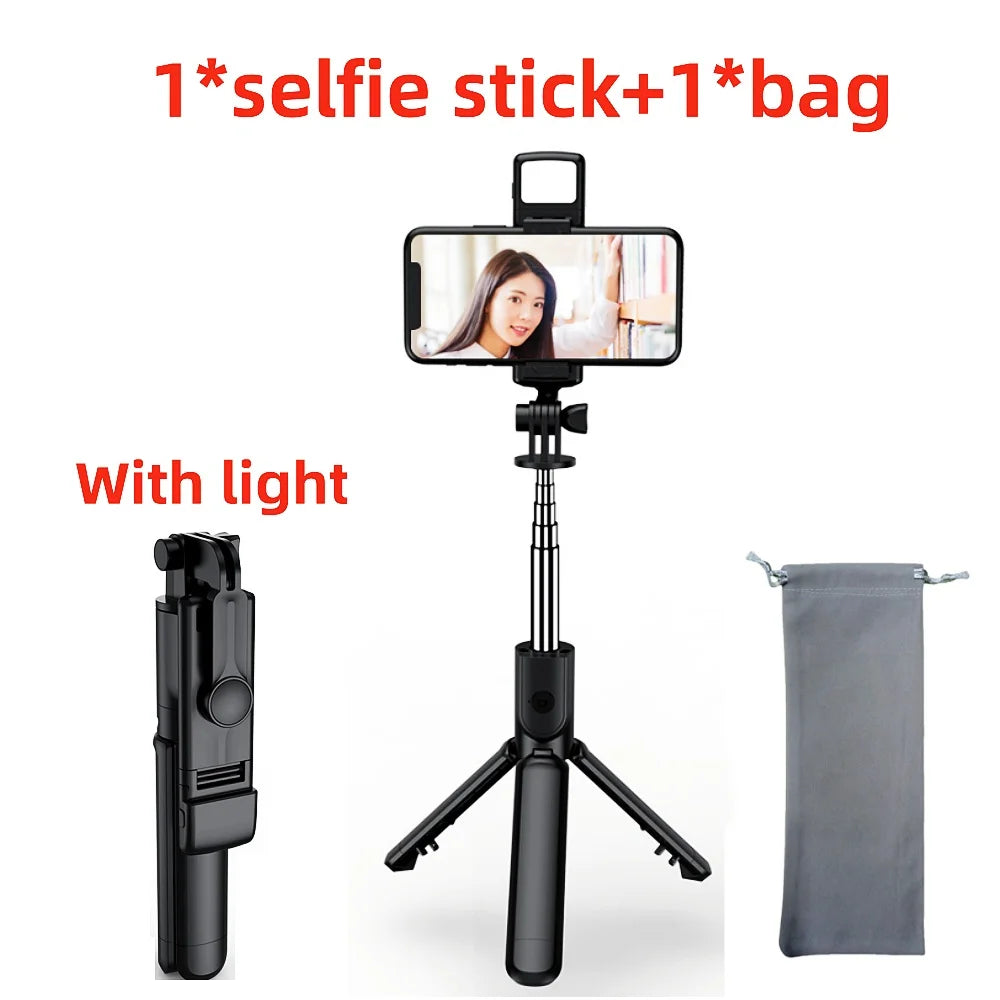 Selfie Stick Tripod with LED Light & Bluetooth Remote – Extendable Phone Stand for iPhone & Android