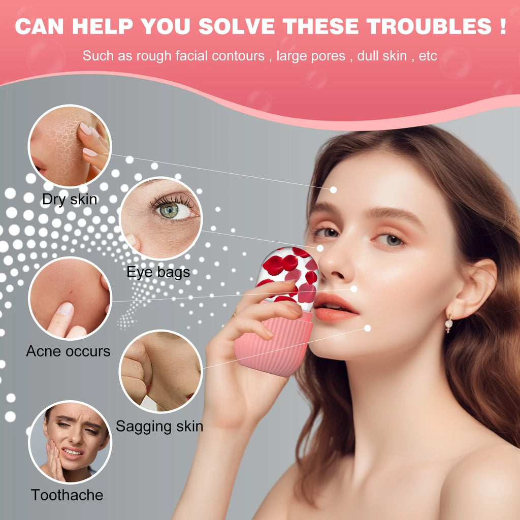 Ice Face Roller Silicone Mold - Reusable Facial Ice Cube For Glowing Skin