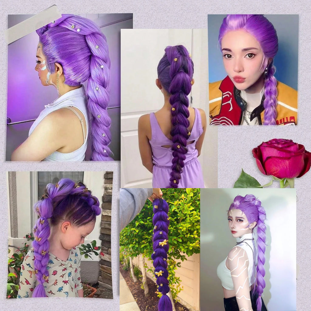 Purple Rumi Style Braided Hair Extension