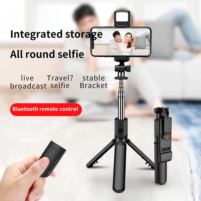 Selfie Stick Tripod with LED Light & Bluetooth Remote – Extendable Phone Stand for iPhone & Android