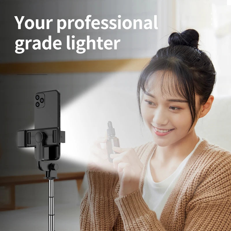 Selfie Stick Tripod with LED Light & Bluetooth Remote – Extendable Phone Stand for iPhone & Android
