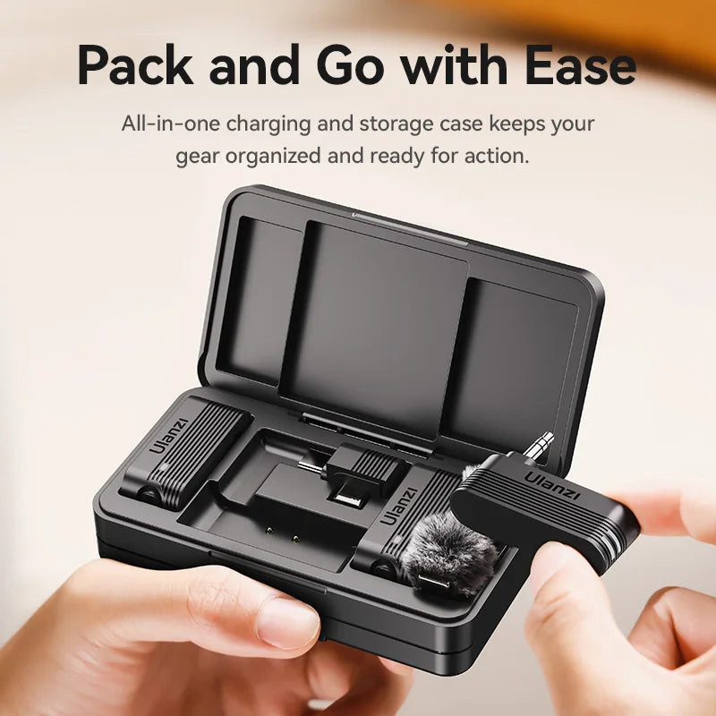 Ulanzi A100 Wireless Lavalier Microphone for iPhone & Android | Professional Noise Reduction Mic