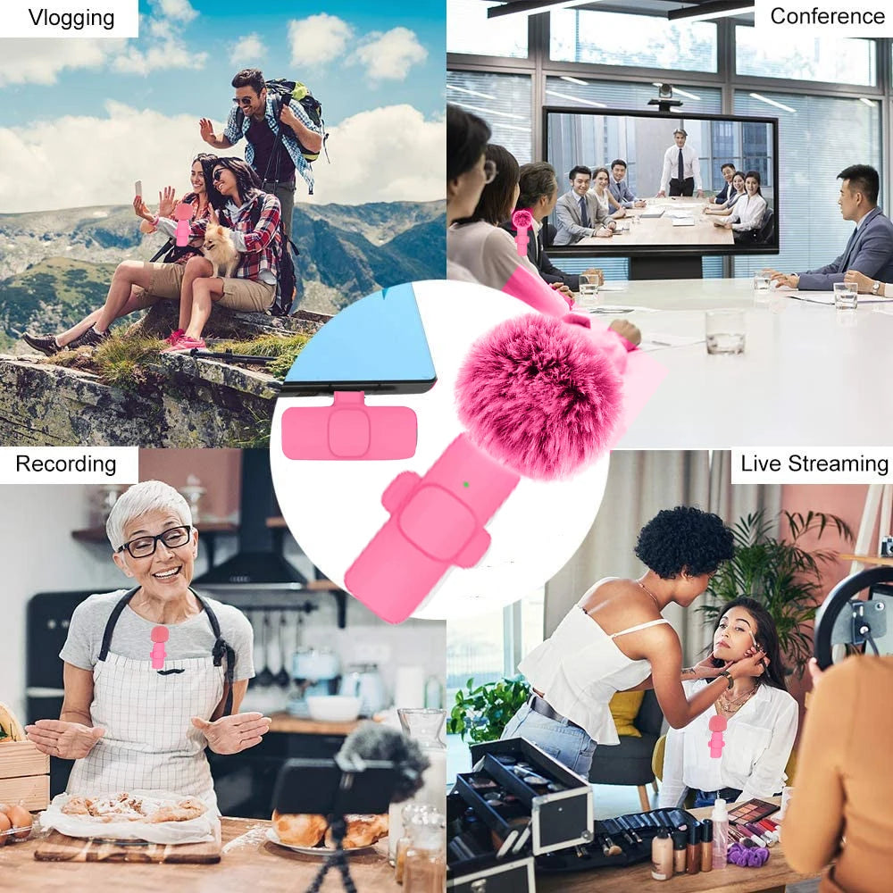 Cute Wireless Lavalier Microphone for iPhone & Android | Noise Cancelling Mini Clip Mic for TikTok, YouTube & Live Streaming