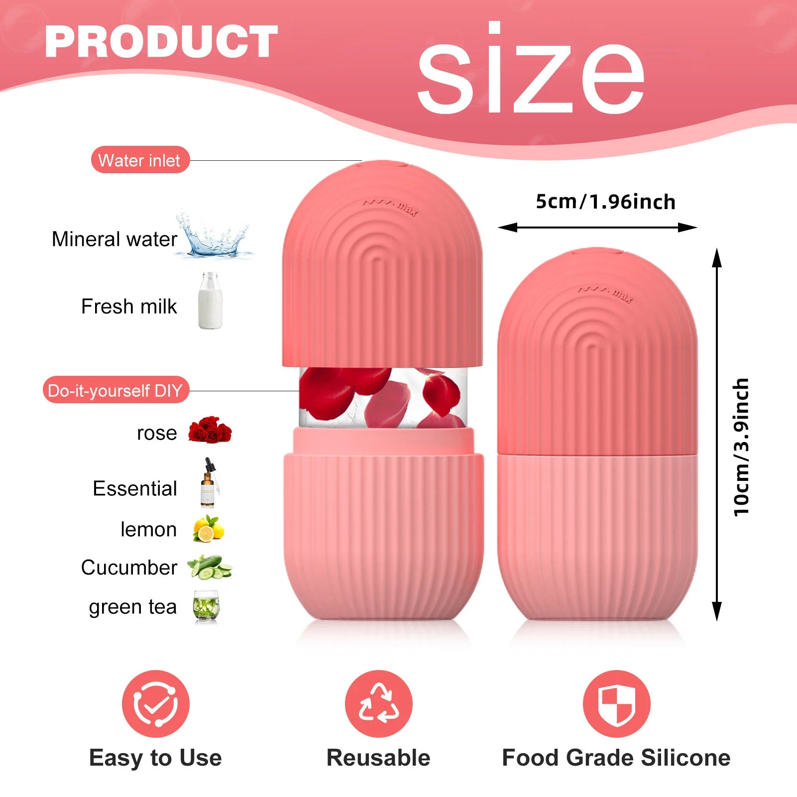 Ice Face Roller Silicone Mold - Reusable Facial Ice Cube For Glowing Skin