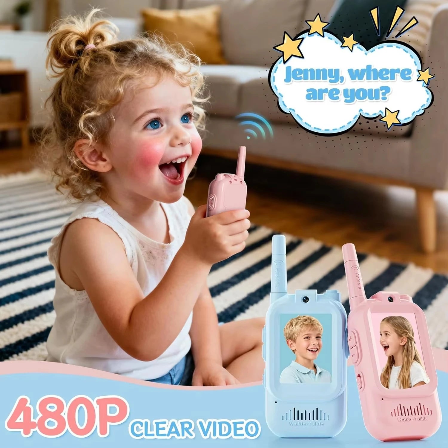Kids Video Walkie Talkies – Rechargeable 2-Way Video Intercom (2-Pack)