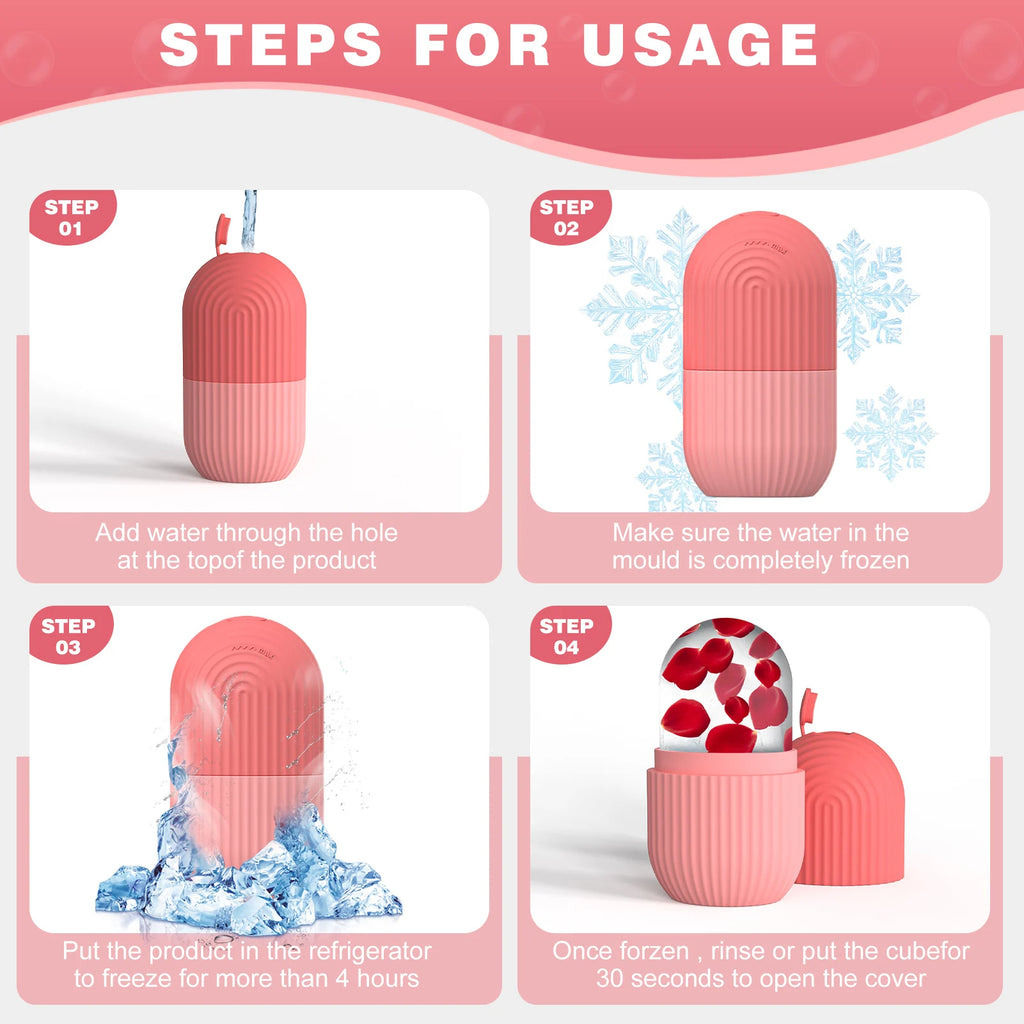 Ice Face Roller Silicone Mold - Reusable Facial Ice Cube For Glowing Skin