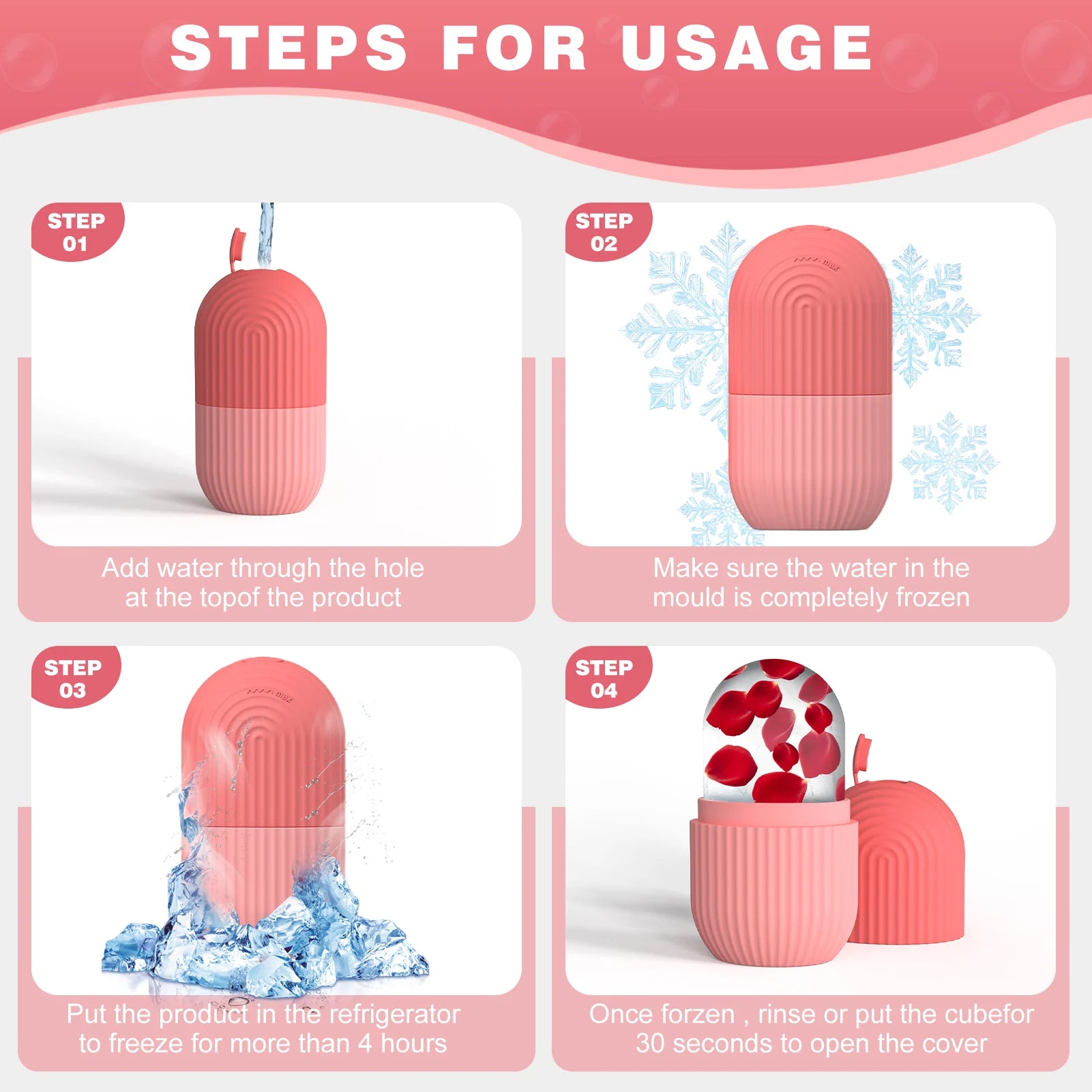 Ice Face Roller Silicone Mold - Reusable Facial Ice Cube For Glowing Skin