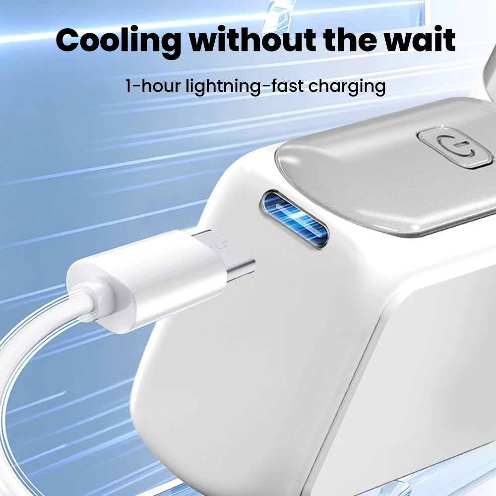 Portable Mini Fan With Digital Display -USB Rechargeable