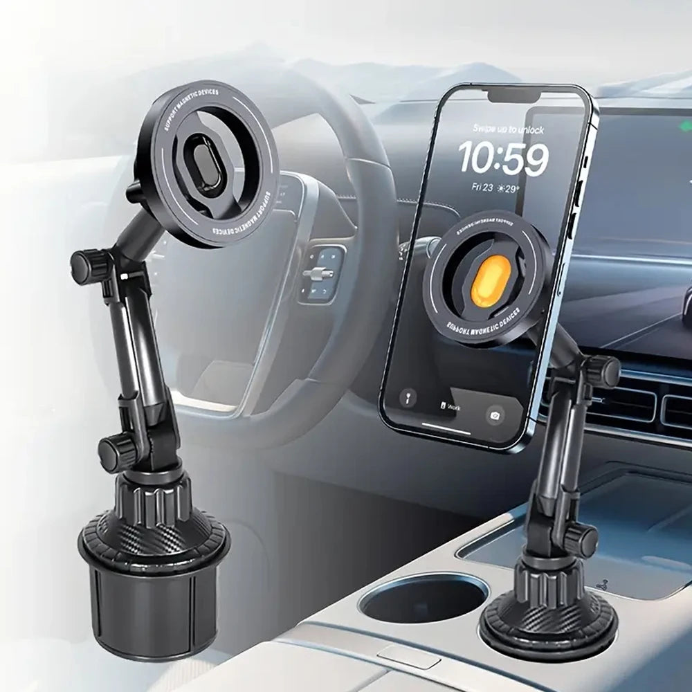 MagSafe Magnetic Car Phone Holder – 360° Adjustable Cup Holder Mount