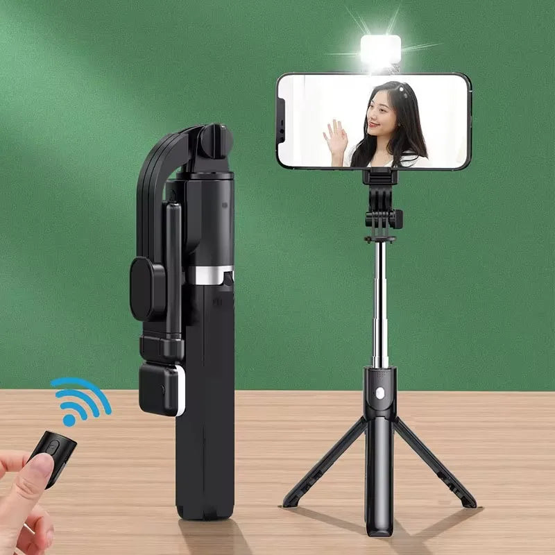 Selfie Stick Tripod with LED Light & Bluetooth Remote – Extendable Phone Stand for iPhone & Android