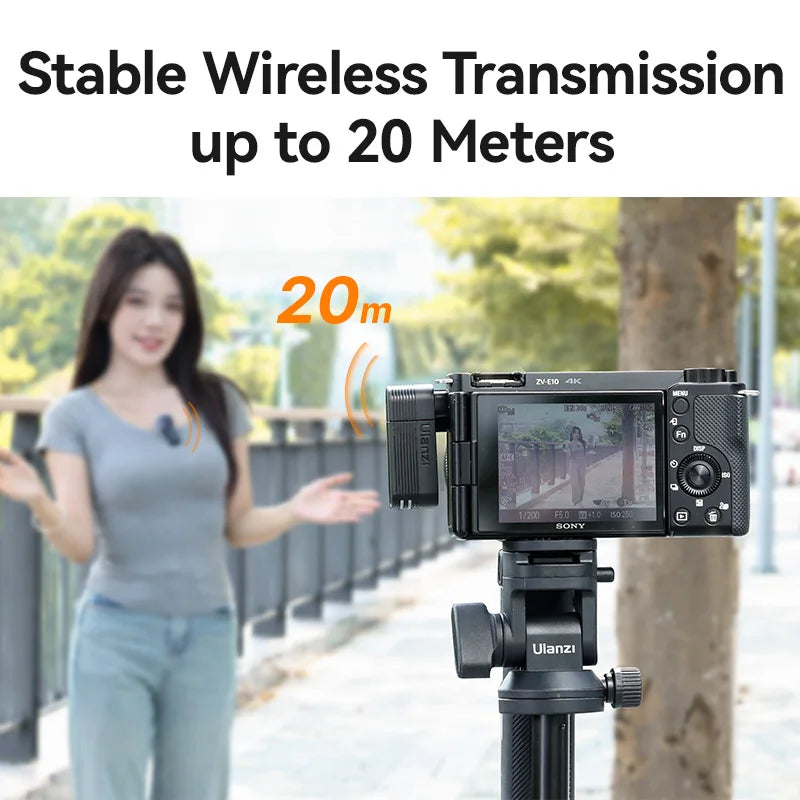 Ulanzi A100 Wireless Lavalier Microphone for iPhone & Android | Professional Noise Reduction Mic